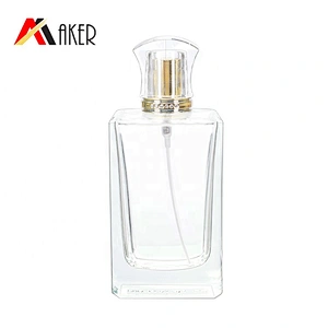 Hot sale luxury 50ml square empty crystal clear  perfume glass bottle