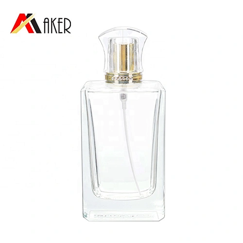 Hot sale luxury 50ml square empty crystal clear  perfume glass bottle