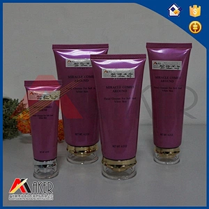 Custom made empty pink 120ml LDPE cosmetic packaging tube for skin care cream