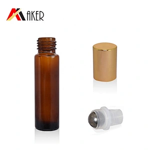 Aluminum Covered Screw Cap Ball Gold Stainless Steel China Factory 16mm Cosmetic Essential Oil Glass Bottle