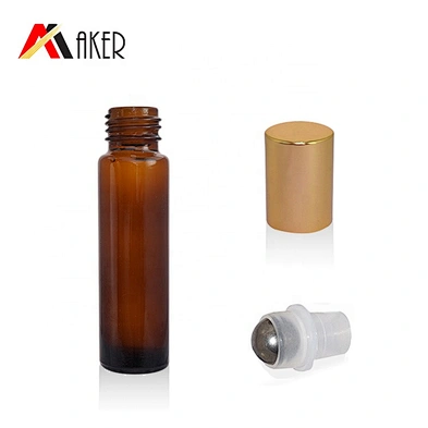 Aluminum Covered Screw Cap Ball Gold Stainless Steel China Factory 16mm Cosmetic Essential Oil Glass Bottle
