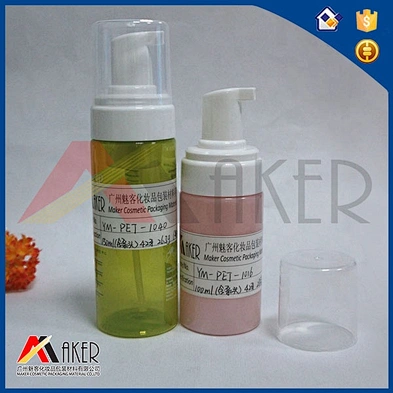 Wholesale 150ml green cylinder face wash plastic cosmetic soap foam pump bottle with cover