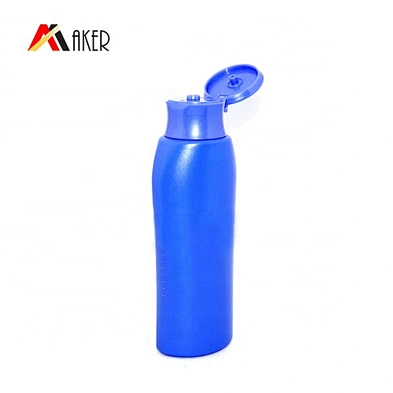 Customized shape 200ml blue liquid hand soap PE plastic shampoo bottle China supplier
