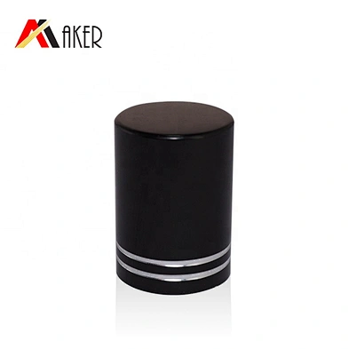 Glass roller ball and black aluminum covered 16mm screw cap with silver rims