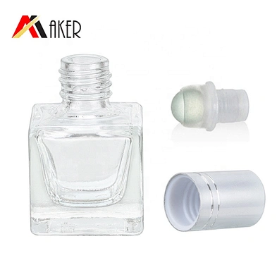 Wholesale empty clear mini 6ml glass deodorant roll on perfume bottle with aluminum covered cap