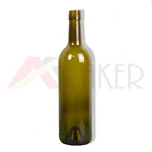 China wholesale green round shape bottle empty 500ml wine glass bottle with screw cap