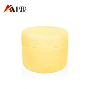 Guangzhou wholesale empty 50g yellow PP plastic cosmetic face cream hand cream jar with plastic screw lid and clear inner cap