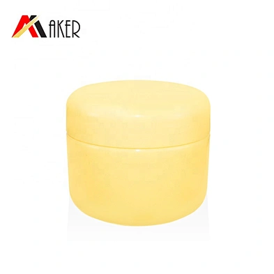 Guangzhou wholesale empty 50g yellow PP plastic cosmetic face cream hand cream jar with plastic screw lid and clear inner cap