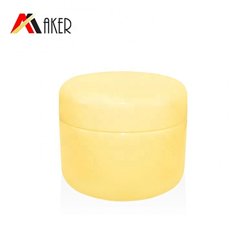 Guangzhou wholesale empty 50g yellow PP plastic cosmetic face cream hand cream jar with plastic screw lid and clear inner cap