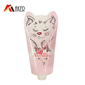 60ml animal printing PBL/ABL plastic cosmetic hand cream tube packaging with plastic polygon screw cap face cream tube