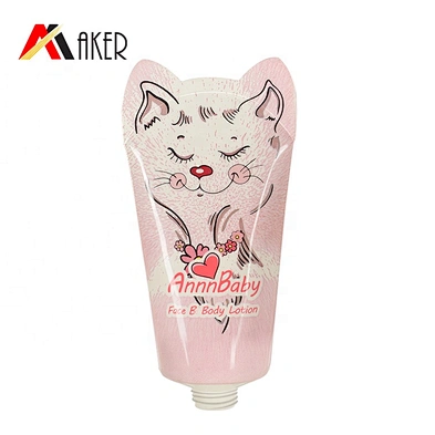 60ml animal printing PBL/ABL plastic cosmetic hand cream tube packaging with plastic polygon screw cap face cream tube