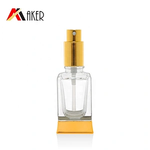 Newest unique design square clear empty 30ml spray perfume glass bottle