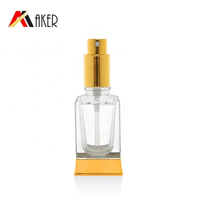 Newest unique design square clear empty 30ml spray perfume glass bottle