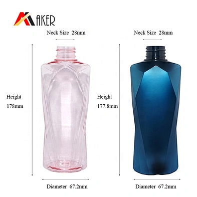 Plastic Pet Bottle for Shampoo Hot Design 300ml Blue and Pink Lotion Pump Beauty Packaging Decal 32g