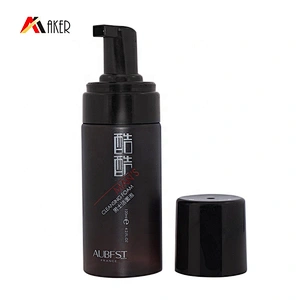 Hot sale 150ml semi-transparent frosted brown PET plastic cleanser facial foam pump bottle with black plastic foam pump