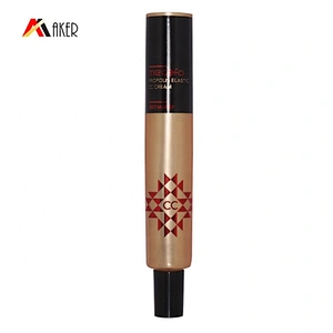Empty 50ml round brown aluminum laminated cosmetic cc cream tube packaging with screw cap