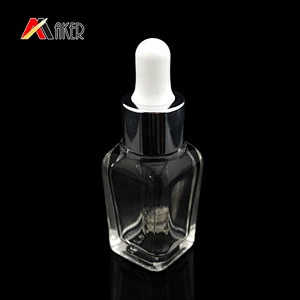 Empty square 10ml/15ml/20ml/30ml clear glass essential oil dropper bottle