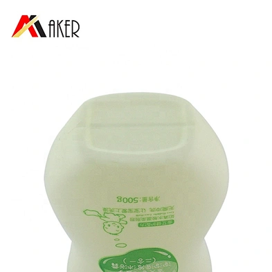 Newest light green unique shape 500ml HDPE plastic baby shampoo bottle with pump