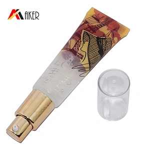 25ml luxury round empty LDPE plastic cosmetic BB cream tube packaging with gold aluminum airless pump