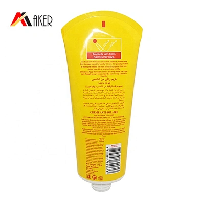 Factory price yellow color round cosmetic cream sunscreen packaging plastic tube with flip top cap