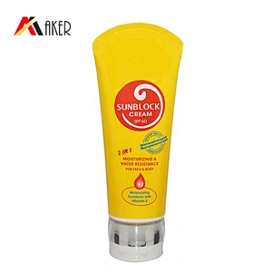 Factory price yellow color round cosmetic cream sunscreen packaging plastic tube with flip top cap