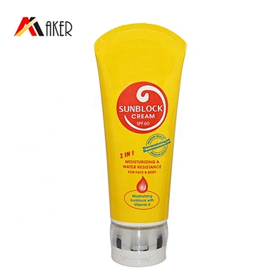 Factory price yellow color round cosmetic cream sunscreen packaging plastic tube with flip top cap