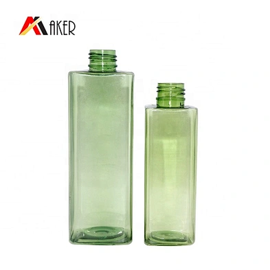 Best price green color empty square 150ml 300ml PET plastic bottle for lotion