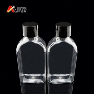 Hot sale 100ml clear PET plastic mouthwash bottle packaging with black plastic screw cap