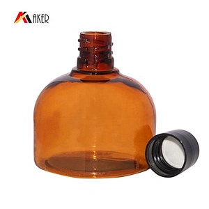 Factory price 90ml round amber PETG plastic massage essential oil bottle with black pp screw cap