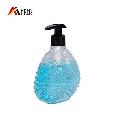 Customized unique shape transparent 300ml PETG plastic body lotion bottle with pump