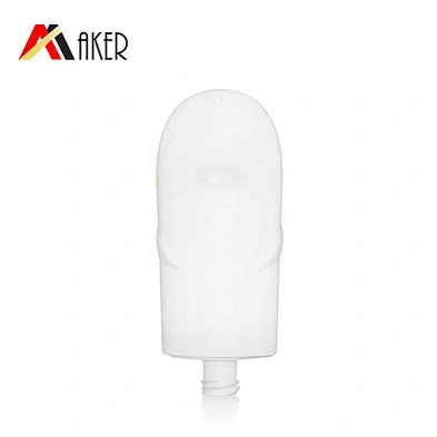 Unique oval white 130ml empty PE plastic cosmetic sunscreen lotion bottle with flip top cap and inner plug