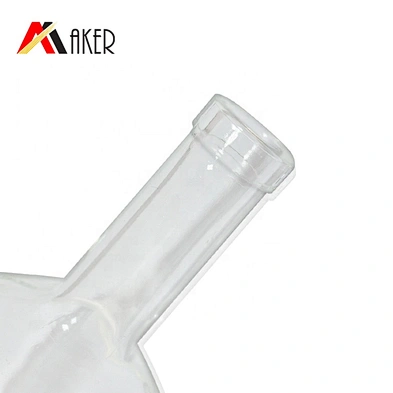 Wholesale 700ml empty clear cylinder square wine bottle special shape vodka glass bottle with silver aluminum covered cork