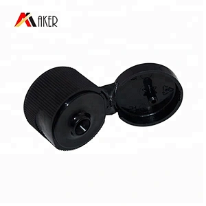 China wholesale 20/410 black plastic flip top cap with ribbed