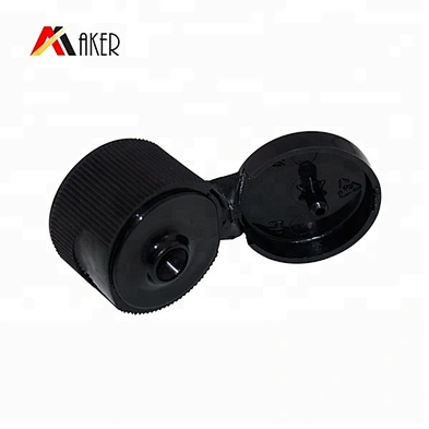 China wholesale 20/410 black plastic flip top cap with ribbed