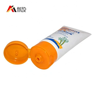 Wholesale price 60g  white round sunblock plastic cosmetic cream tube manufacturers with flip top cap