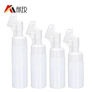 30ml 200ml round shape Cosmetic facial face wash plastic empty white airless foam pump bottle with brush