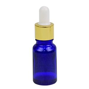 wholesale empty blue 15 ml 15ml personal care cosmetic glass essential oil packaging essential oil pump bottle with dropper