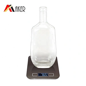 empty flat 750ml Whiskey wine bottle clear glass bottle with polymer rubber