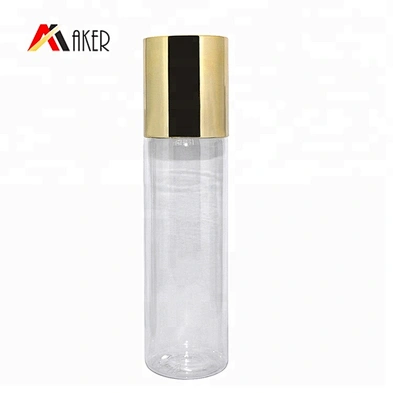 wholesale price 300ml clear Boston round PET cosmetic plastic lotion bottle with double wall screw cap