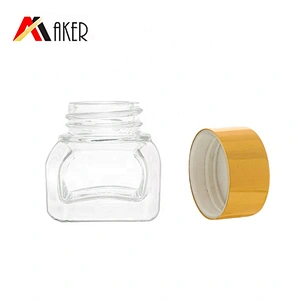 Newest design 15ml square shape empty clear glass jar for face cream with wooden lid