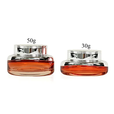 luxury custom empty 30g 1oz silver cover cap personal care cosmetic packaging skin care lotion cream jar