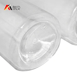wholesale Boston round shape plastic 350ml PET beverage juice bottle drinking water bottles with cap
