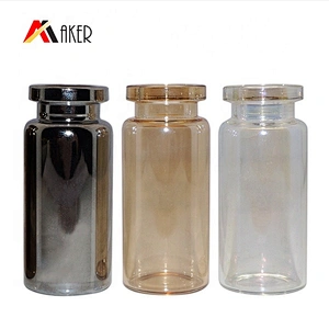 Luxury gold color round glass vials empty 10ml glass tube serum bottle