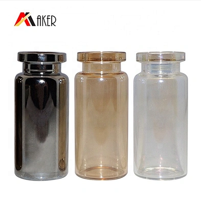 Luxury gold color round glass vials empty 10ml glass tube serum bottle