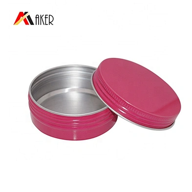 Wholesale price 60ml pink empty metal aluminum cosmetic jar with lid