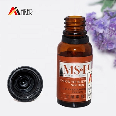 China factory 20ml amber boston round cosmetic essential oil glass serum bottle with cap