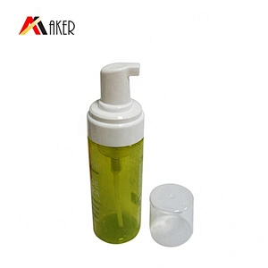 Wholesale 150ml green cylinder face wash plastic cosmetic soap foam pump bottle with cover