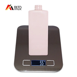 Factory supply empty cosmetic 450ml pink PET plastic square shampoo bottle supplier