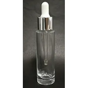 Empty Flat shoulder short  glass  cylinder 30ml  1 oz  serum bottle with dropper cap  or Cream Pump