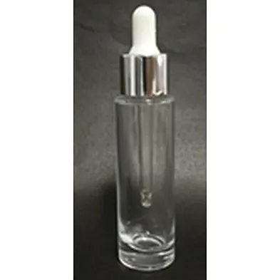 Empty Flat shoulder short  glass  cylinder 30ml  1 oz  serum bottle with dropper cap  or Cream Pump